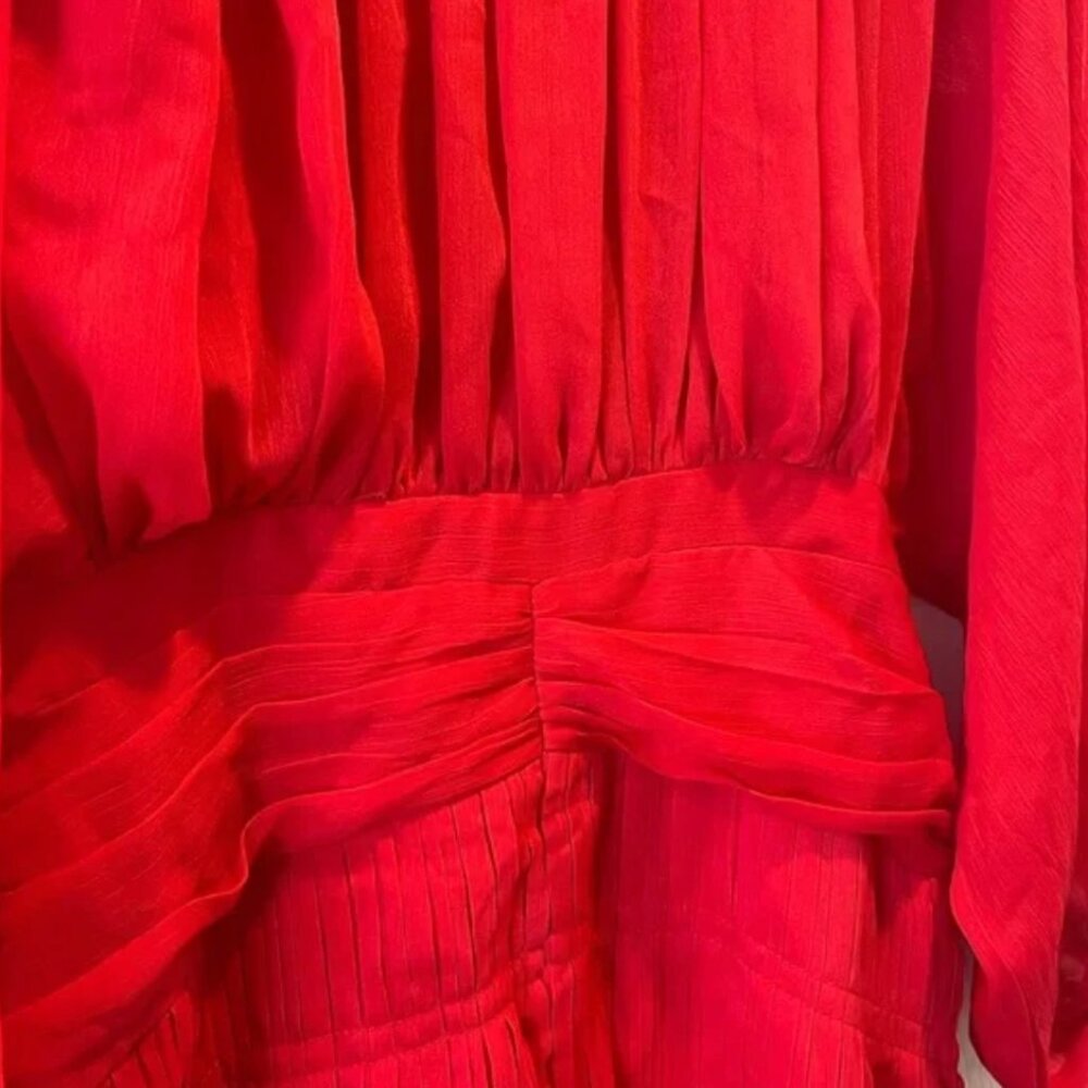 Long sleeve chiffon mini Red Dress - Picture 4 of 12